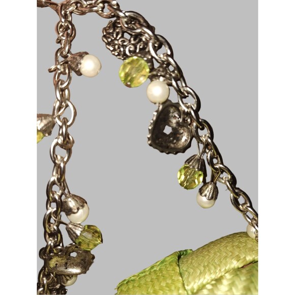 Donna Dixon Natural Straw Green Mini Bag with Chain Strap - Picture 4 of 5